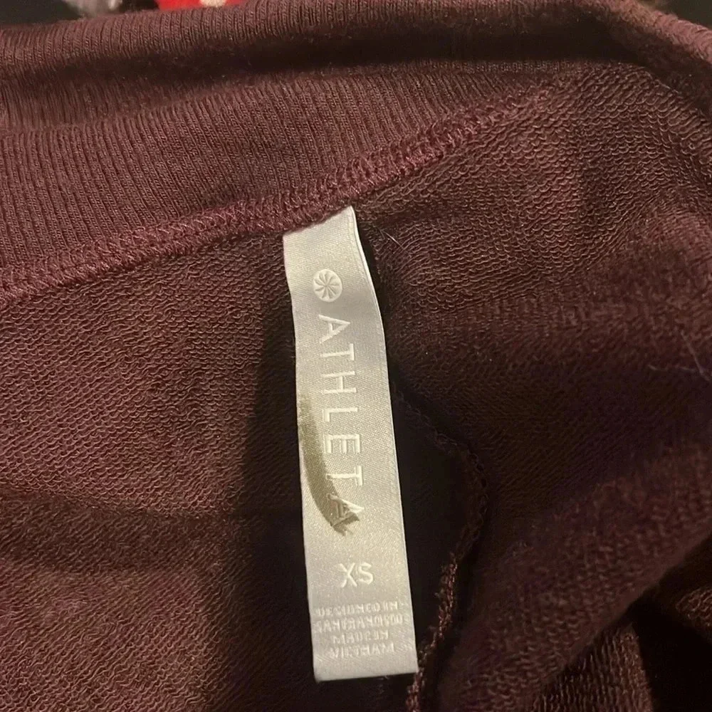 Athleta Burgundy Studio Barre 2.0 sweatshirt dress size X small - Picture 11 of 12